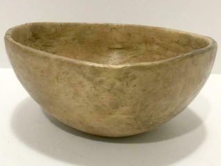 Rare Handcarved Burl Bowl Primitive Signed And Dated 1836/kitchen Collectible