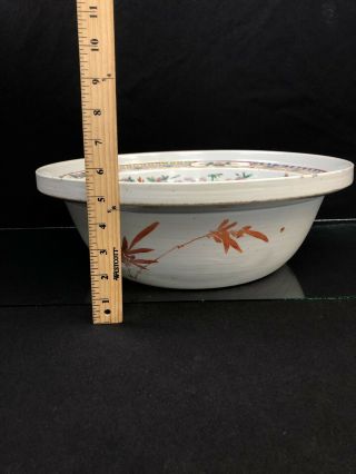 Massive Antique Chinese Porcelain Punch Bowl With Wooden Base 2