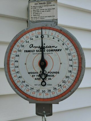 Vintage American Family Scale Co Chicago IL Hanging Scale Basket Store Produce 2