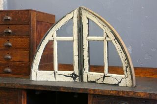 Antique Arched Colonial Window Frame Sash Church Steeple Half Moon Vintage Old