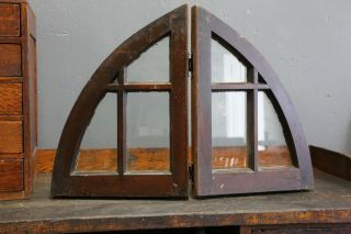 Antique arched colonial window frame sash Church Steeple Half moon vintage old 3