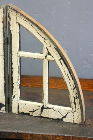 Antique arched colonial window frame sash Church Steeple Half moon vintage old 5