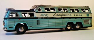 LARGE TIN FRICTION 1950 ' S GREYHOUND SCENIC CRUISER BUS I.  Y.  METAL TOYS JAPAN 3