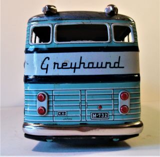 LARGE TIN FRICTION 1950 ' S GREYHOUND SCENIC CRUISER BUS I.  Y.  METAL TOYS JAPAN 8