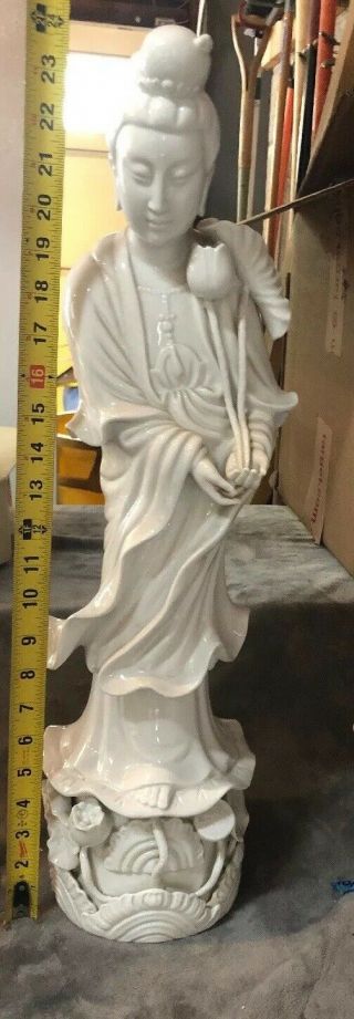24 " Tall Chinese Blanc De Chine Kwan Yin Statuettes