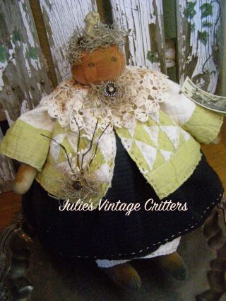 Primitive Fall Pumpkin Doll,  Antique Quilt,  Old Photo,  Folk Art Fall Pumpkin Doll