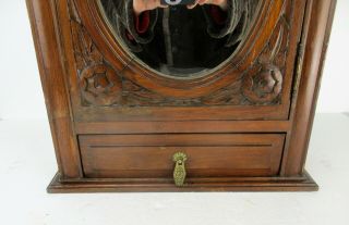 hand Carved Wood Medicine Apothecary Cabinet Flower Pattern Beveled Glass Mirror 4