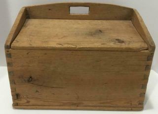 Rare Dovetailed Handmade Pantry Salt Wood Box Primitive C1865 Kitchen Collectibl
