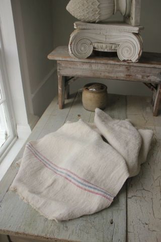 Antique grain sack fabric material old 2.  5 yards NUBBY homespun linen 2