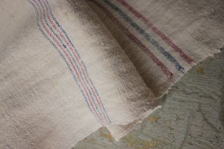 Antique grain sack fabric material old 2.  5 yards NUBBY homespun linen 5