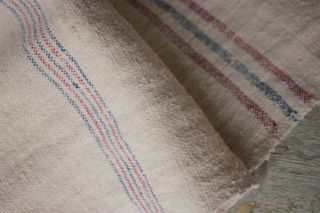Antique grain sack fabric material old 2.  5 yards NUBBY homespun linen 6