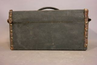 19thC Antique PRIMITIVE Old LEATHER & BRASS TACK dec SKELETON KEY LOCK Box CHEST 4