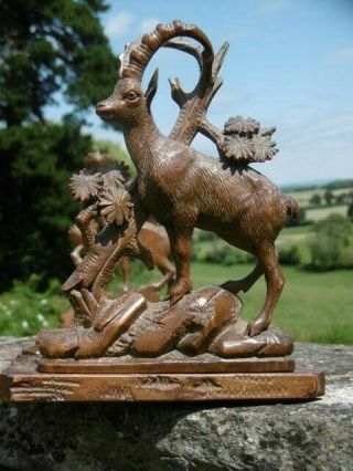 19thc Black Forest Oak Carved Deer Bookslide C.  1870