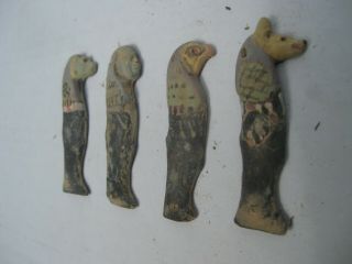 Ancient Egyptian Four Sons of Horus in Black Faience 2