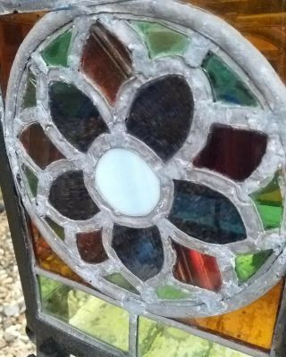 A Large Vintage Wrought Iron And Stained Glass Lantern Shade Porch Hall Arts And 4
