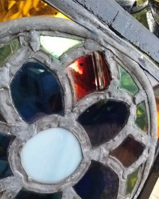 A Large Vintage Wrought Iron And Stained Glass Lantern Shade Porch Hall Arts And 6