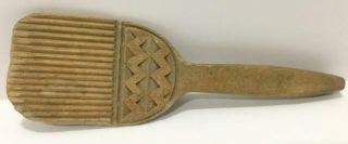 Rare Unusual Handcarved Wooden Butter Paddle With Special Carving/primitive 1870