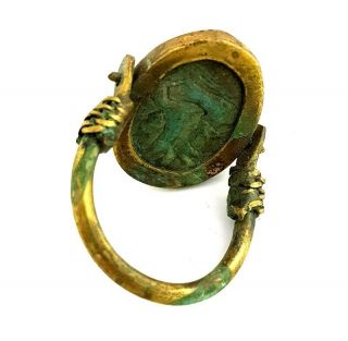 Rare Ring Egyptian Antique Scarab Beetle Amulet Ancient Royal Hieroglyph Faience 5