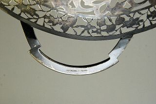GORGEOUS CHINESE EXPORT CIRCULAR STERLING SILVER TWO HANDLES TRAY / COMPOTE 3