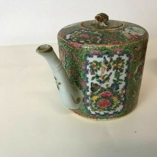 Antique Chinese Porcelain Rose Medallion Teapot 2