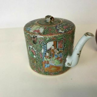 Antique Chinese Porcelain Rose Medallion Teapot 3