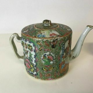 Antique Chinese Porcelain Rose Medallion Teapot 4