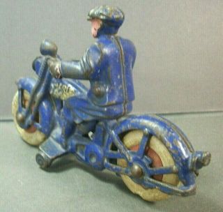 VINTAGE 1930s HUBLEY HARLEY DAVIDSON CAST IRON TOY MOTORCYCLE w/ CIVILIAN RIDER 3