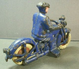 VINTAGE 1930s HUBLEY HARLEY DAVIDSON CAST IRON TOY MOTORCYCLE w/ CIVILIAN RIDER 4