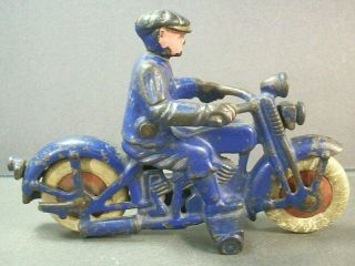 VINTAGE 1930s HUBLEY HARLEY DAVIDSON CAST IRON TOY MOTORCYCLE w/ CIVILIAN RIDER 5