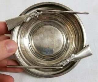 Antique J.  E.  Caldwell Sterling Silver Shotgun Ashtray Salesman Sample Hunting 3