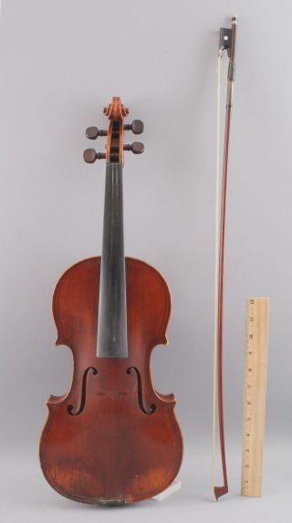 Exceptional Antique Inlaid Double Purfling Figured Maple 4/4 Violin & Bow