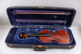 Exceptional Antique Inlaid Double Purfling Figured Maple 4/4 Violin & Bow 2
