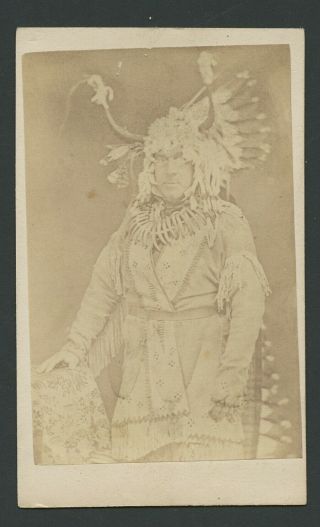 1870s Col A J Vaughan CIVIL WAR CDV Photo NATIVE AMERICAN INDIAN Dress BLACKFOOT 3