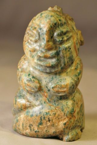 Ancient Pre - Columbian Mayan Jade Idol Figure - Museum Piece