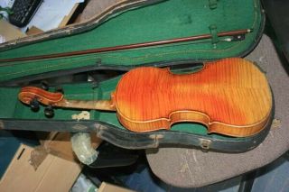 Old Antique Violin With Case And Bow