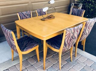 Mid Century Heywood Wakefield Dining Table & 6 Chairs