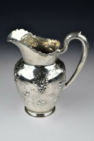 Early American Grape Pattern Sterling Silver Water Pitcher 27 Troy Ounces 5