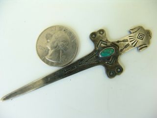Navajo Silver Letter Opener with Turquoise and Thunderbird 3