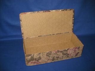 French Antique 1920s Boudoir Box Floral Upholstery Fabric Glove,  Jewelery Box 2