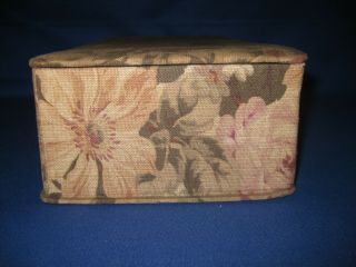 French Antique 1920s Boudoir Box Floral Upholstery Fabric Glove,  Jewelery Box 7