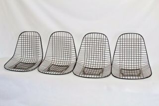 4 Eames Herman Miller Vtg Mid Century Modern Dkr Wire Shell Side Eiffel Chair