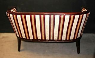 French Empire Style Mahogany Settee Loveseat Silk Upholstery Sofa Chaise Couch 8