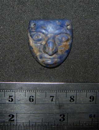 Rare Pre - Columbian Moche Lapis Lazuli Face Spacer Bead
