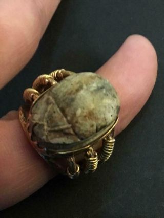 Antique 10k Gold Ring Ancient Egyptian Scarab 11.  8 Gram Nr