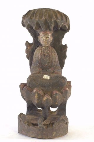 Antique Chinese Wood Carved Statue / Figure Of Kwan Yin,  Qing Dynasty,  19th C