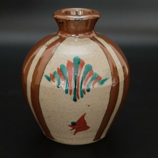 TOMOO HAMADA Japanese Mashiko pottery Flower vase With Wooden Box 2