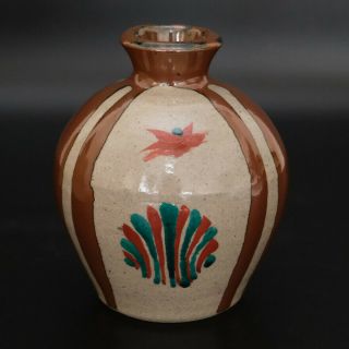TOMOO HAMADA Japanese Mashiko pottery Flower vase With Wooden Box 4