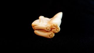 Detailed Hand Carved Japanese Bovine Bone Netsuke Mice or Rats - Antique 3