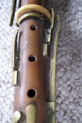 Antique 1800 Dresden Boxwood & Brass A & B Clarinet 5