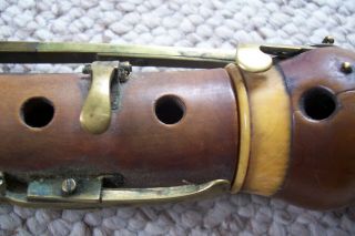 Antique 1800 Dresden Boxwood & Brass A & B Clarinet 6